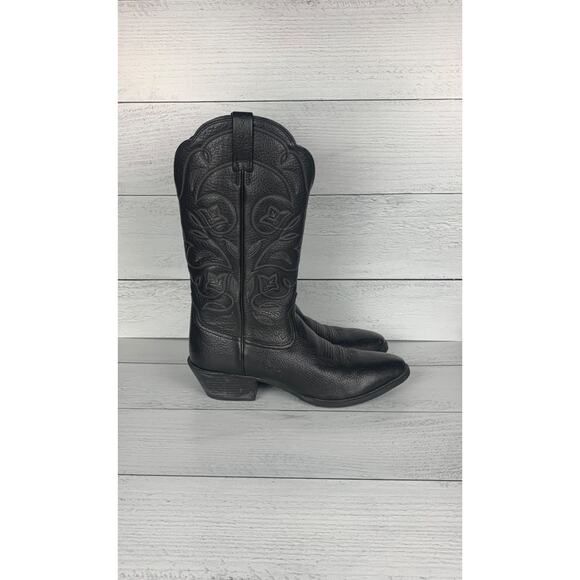 Ariat Women's Size 9 B Black Leather Cowgirl Cowboy Western Tall Pull On Boots - Picture 10 of 13